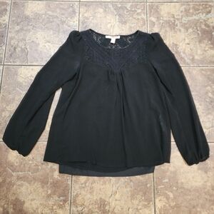 Forever 21 Long Sleeve 2-Piece Black Blouse Size Medium